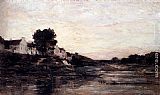Charles-Francois Daubigny Village Au Bord De L'Oise painting